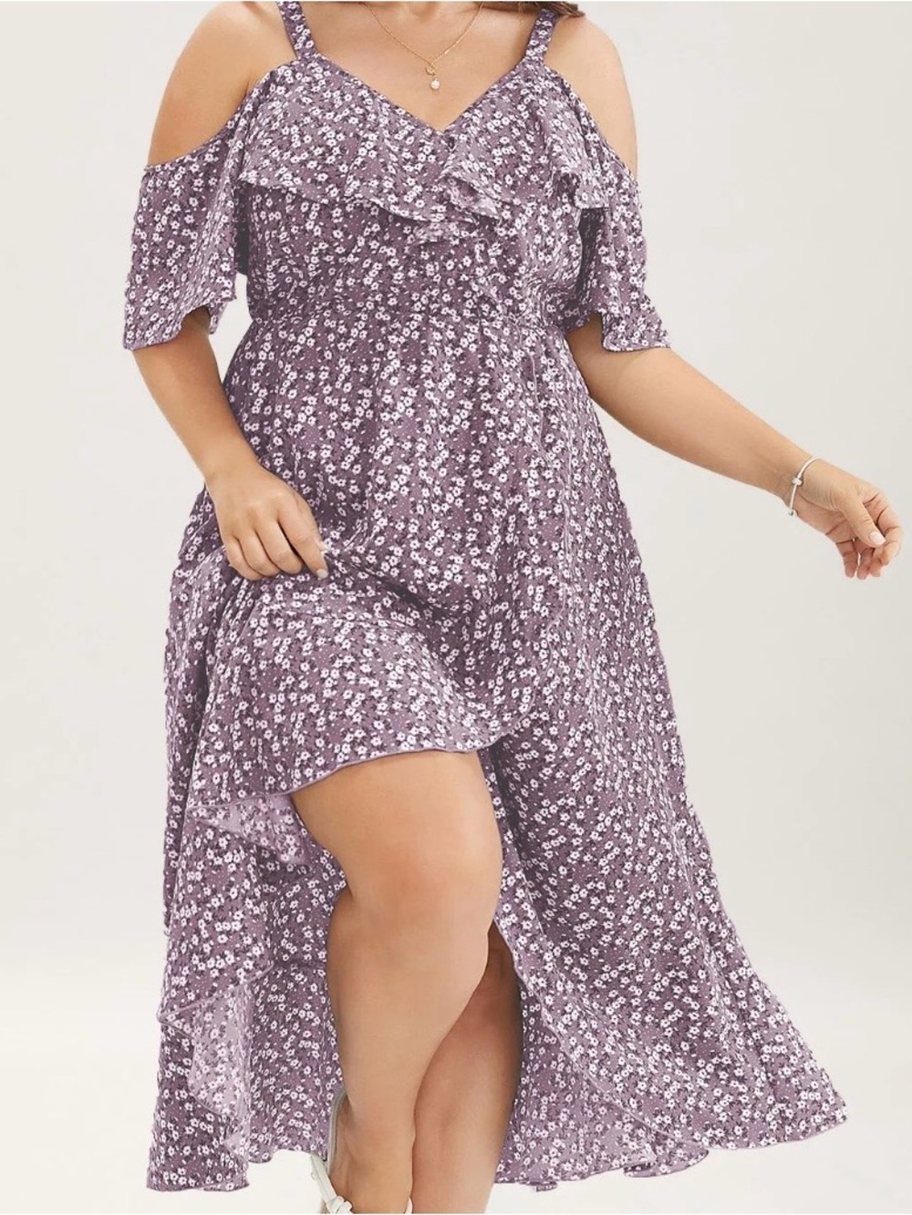 Bloomchic Ditsy Floral Pocket Wrap Cold Shoulder Ruffle Dress Size 28 NWT